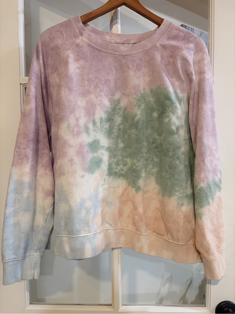 Old Navy Cozy Tie Dye Sweatshirt Pastel Green Purple Peach Crewneck XL Lounge